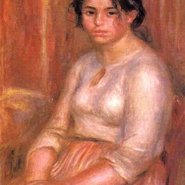 《加布里埃坐》皮耶尔·奥古斯特·雷诺阿(Pierre-Auguste Renoir)高清作品欣赏