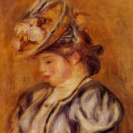 《戴帽子的女孩》皮耶尔·奥古斯特·雷诺阿(Pierre-Auguste Renoir)高清作品欣赏