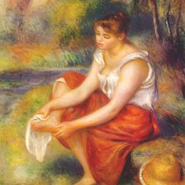 《擦拭脚的女孩》皮耶尔·奥古斯特·雷诺阿(Pierre-Auguste Renoir)高清作品欣赏