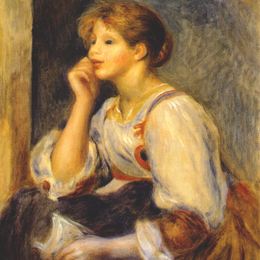 《带信的女孩》皮耶尔·奥古斯特·雷诺阿(Pierre-Auguste Renoir)高清作品欣赏