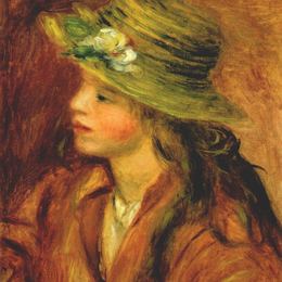 《戴草帽的女孩》皮耶尔·奥古斯特·雷诺阿(Pierre-Auguste Renoir)高清作品欣赏