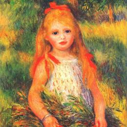 《有花的女孩》皮耶尔·奥古斯特·雷诺阿(Pierre-Auguste Renoir)高清作品欣赏