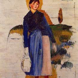 《穿红袜的女孩》皮耶尔·奥古斯特·雷诺阿(Pierre-Auguste Renoir)高清作品欣赏