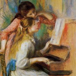 《钢琴女孩》皮耶尔·奥古斯特·雷诺阿(Pierre-Auguste Renoir)高清作品欣赏