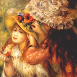 《女孩们戴帽子》皮耶尔·奥古斯特·雷诺阿(Pierre-Auguste Renoir)高清作品欣赏