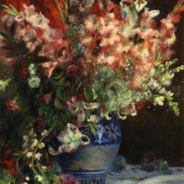 皮耶尔·奥古斯特·雷诺阿(Pierre-Auguste Renoir)高清作品:Gladiolas in a Vase