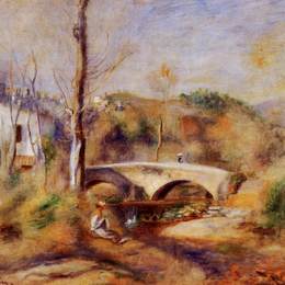 《桥梁景观》皮耶尔·奥古斯特·雷诺阿(Pierre-Auguste Renoir)高清作品欣赏
