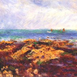 皮耶尔·奥古斯特·雷诺阿(Pierre-Auguste Renoir)高清作品:Low Tide at Yport