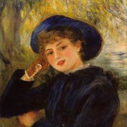 皮耶尔·奥古斯特·雷诺阿(Pierre-Auguste Renoir)高清作品:Mademoiselle Demarsy (Woman Leaning on Her Elbow)