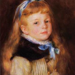 皮耶尔·奥古斯特·雷诺阿(Pierre-Auguste Renoir)高清作品:Mademoiselle Grimprel in a Blue Ribbon