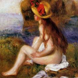 《草帽的裸体》皮耶尔·奥古斯特·雷诺阿(Pierre-Auguste Renoir)高清作品欣赏