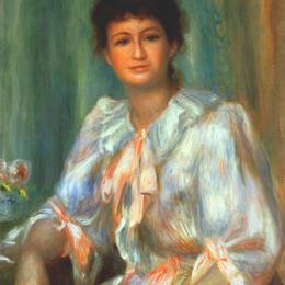 《白衣女子肖像》皮耶尔·奥古斯特·雷诺阿(Pierre-Auguste Renoir)高清作品欣赏