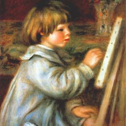 《克劳德雷诺阿绘画肖像》皮耶尔·奥古斯特·雷诺阿(Pierre-Auguste Renoir)高清作品欣赏