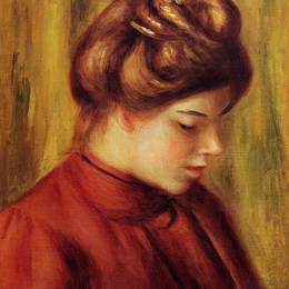 《一个穿着红色上衣的女人的轮廓》皮耶尔·奥古斯特·雷诺阿(Pierre-Auguste Renoir)高清作品欣赏