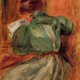 《绿岛读者》皮耶尔·奥古斯特·雷诺阿(Pierre-Auguste Renoir)高清作品欣赏