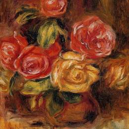 《花瓶里的玫瑰》皮耶尔·奥古斯特·雷诺阿(Pierre-Auguste Renoir)高清作品欣赏