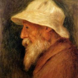 《戴白帽子的自画像》皮耶尔·奥古斯特·雷诺阿(Pierre-Auguste Renoir)高清作品欣赏