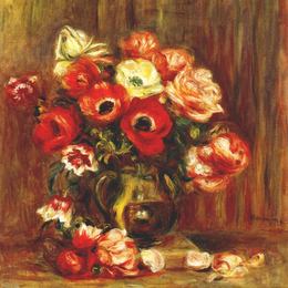 《银莲花静物》皮耶尔·奥古斯特·雷诺阿(Pierre-Auguste Renoir)高清作品欣赏