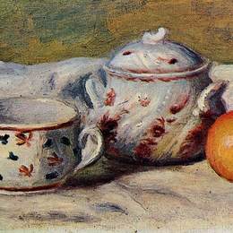 《杯糖碗静物》皮耶尔·奥古斯特·雷诺阿(Pierre-Auguste Renoir)高清作品欣赏