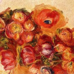 《花卉银莲花和郁金香的研究》皮耶尔·奥古斯特·雷诺阿(Pierre-Auguste Renoir)高清作品欣赏