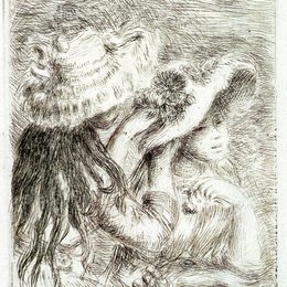 《帽子被钉住了》皮耶尔·奥古斯特·雷诺阿(Pierre-Auguste Renoir)高清作品欣赏