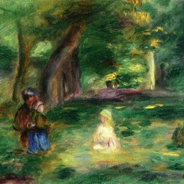 《风景中的三个人物》皮耶尔·奥古斯特·雷诺阿(Pierre-Auguste Renoir)高清作品欣赏