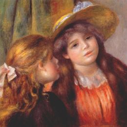 《两个女孩》皮耶尔·奥古斯特·雷诺阿(Pierre-Auguste Renoir)高清作品欣赏