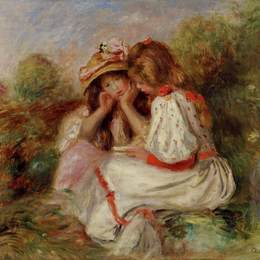 《两个小女孩》皮耶尔·奥古斯特·雷诺阿(Pierre-Auguste Renoir)高清作品欣赏