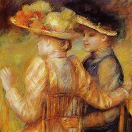 《花园里的两个女人》皮耶尔·奥古斯特·雷诺阿(Pierre-Auguste Renoir)高清作品欣赏