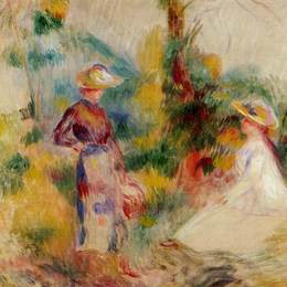 《花园里的两个女人》皮耶尔·奥古斯特·雷诺阿(Pierre-Auguste Renoir)高清作品欣赏