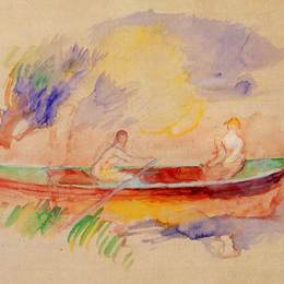 《划艇上的两个女人》皮耶尔·奥古斯特·雷诺阿(Pierre-Auguste Renoir)高清作品欣赏
