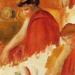 《两个身穿红袍的女人》皮耶尔·奥古斯特·雷诺阿(Pierre-Auguste Renoir)高清作品欣赏