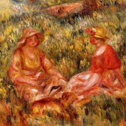 《草地上的两个女人》皮耶尔·奥古斯特·雷诺阿(Pierre-Auguste Renoir)高清作品欣赏