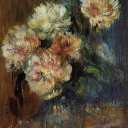 《牡丹花瓶》皮耶尔·奥古斯特·雷诺阿(Pierre-Auguste Renoir)高清作品欣赏