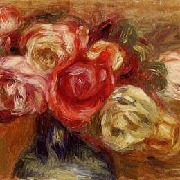 《玫瑰花瓶》皮耶尔·奥古斯特·雷诺阿(Pierre-Auguste Renoir)高清作品欣赏