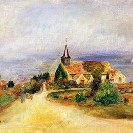 《海边村庄》皮耶尔·奥古斯特·雷诺阿(Pierre-Auguste Renoir)高清作品欣赏