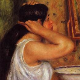 《梳头的女人》皮耶尔·奥古斯特·雷诺阿(Pierre-Auguste Renoir)高清作品欣赏