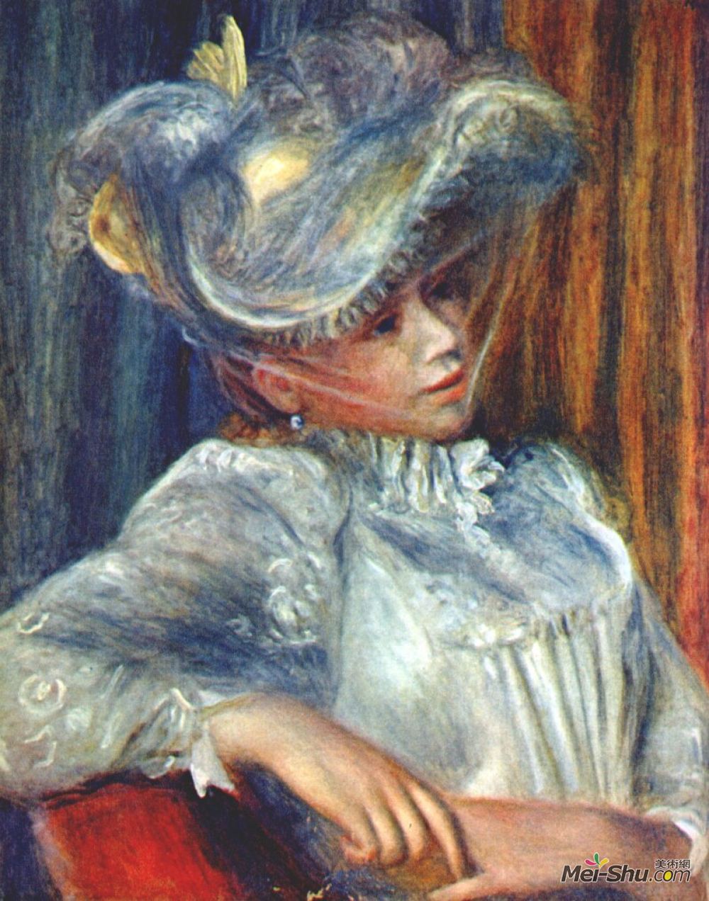 戴帽子的女人油画诡异图片