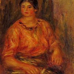 《穿红色上衣的女人》皮耶尔·奥古斯特·雷诺阿(Pierre-Auguste Renoir)高清作品欣赏
