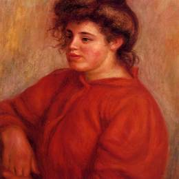 《穿红色上衣的女人》皮耶尔·奥古斯特·雷诺阿(Pierre-Auguste Renoir)高清作品欣赏