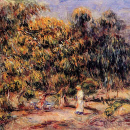 皮耶尔·奥古斯特·雷诺阿(Pierre-Auguste Renoir)高清作品:Woman in White in the Garden at Colettes