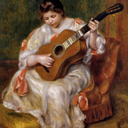 《弹吉他的女人》皮耶尔·奥古斯特·雷诺阿(Pierre-Auguste Renoir)高清作品欣赏