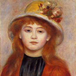 《戴帽子的女人》皮耶尔·奥古斯特·雷诺阿(Pierre-Auguste Renoir)高清作品欣赏