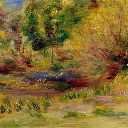 《在风景中戴帽子的女人》皮耶尔·奥古斯特·雷诺阿(Pierre-Auguste Renoir)高清作品欣赏