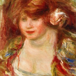 皮耶尔·奥古斯特·雷诺阿(Pierre-Auguste Renoir)高清作品:Woman Wearing a Rose Andree