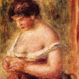 《紧身胸衣的女人》皮耶尔·奥古斯特·雷诺阿(Pierre-Auguste Renoir)高清作品欣赏
