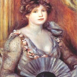 《有扇子的女人》皮耶尔·奥古斯特·雷诺阿(Pierre-Auguste Renoir)高清作品欣赏