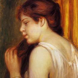 《少女梳理头发》皮耶尔·奥古斯特·雷诺阿(Pierre-Auguste Renoir)高清作品欣赏