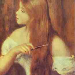 《少女梳理头发》皮耶尔·奥古斯特·雷诺阿(Pierre-Auguste Renoir)高清作品欣赏