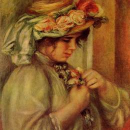 《戴帽子的年轻女孩》皮耶尔·奥古斯特·雷诺阿(Pierre-Auguste Renoir)高清作品欣赏